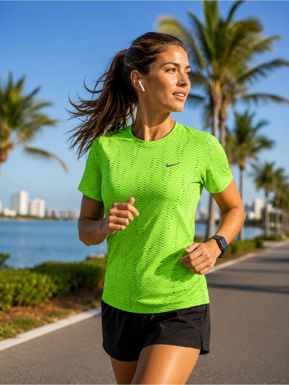 Nike Women's Dri-Fit Neon Green Running Shirt Women’s M Reflective Athletic Top